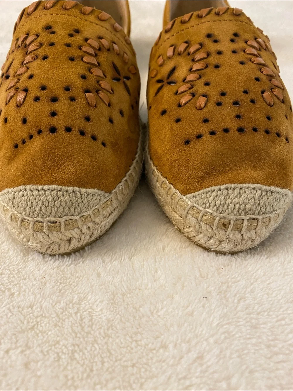Kanna Pippa Tan Stitched Suede D’Orsay Flatform Espadrilles 11